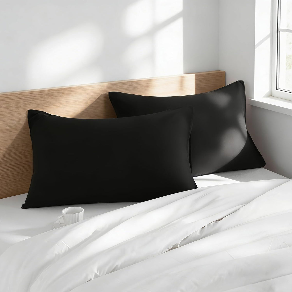 Microfiber King Pillowcases, 2 Pack, 20x36 Inch, Black