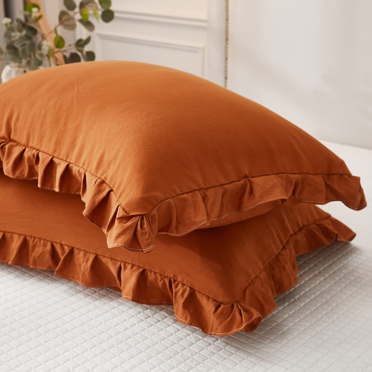 Boho White Body Pillowcase 20x54in - Ruffled Fringe Decor Sham