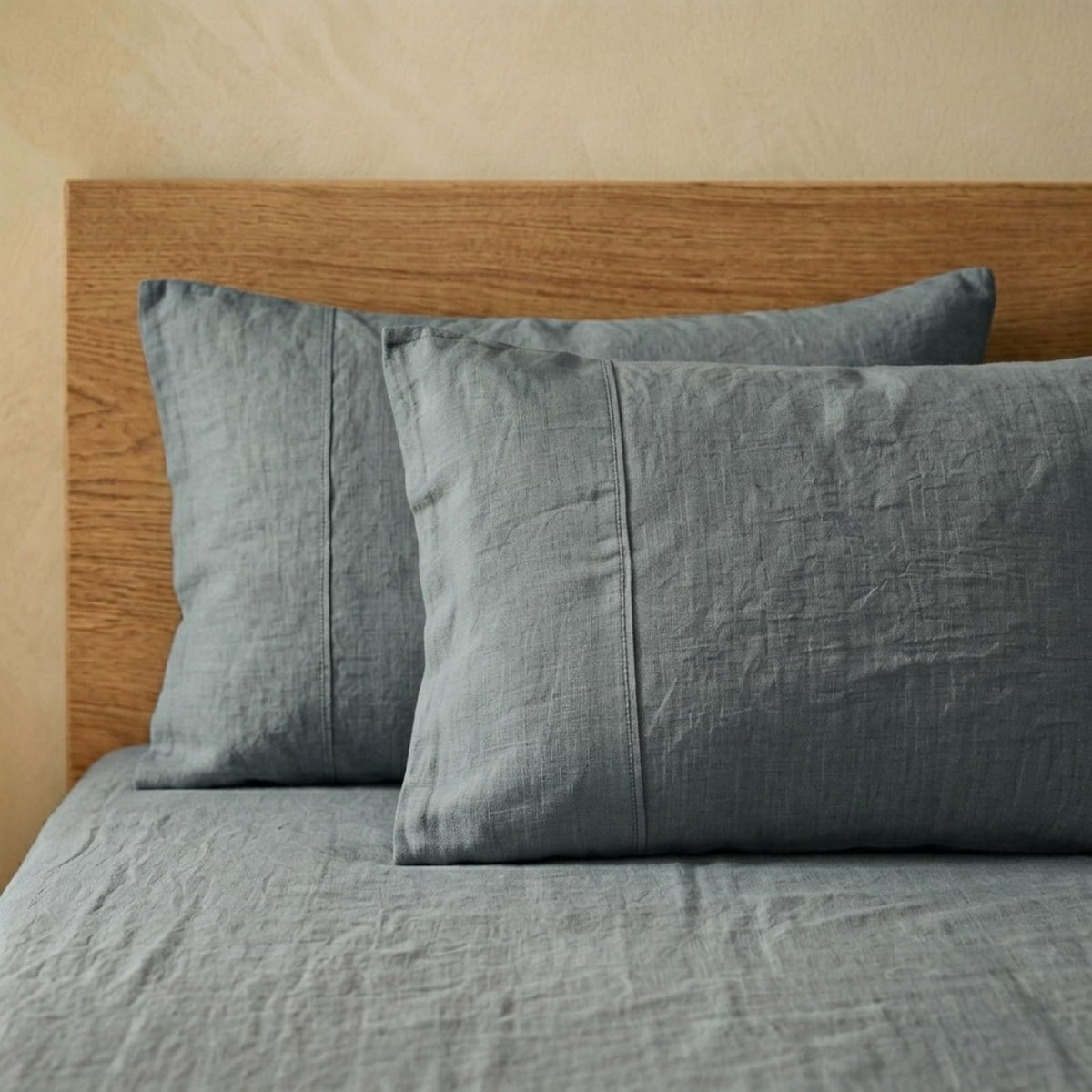 TUMEI 100% Linen King Pillow Cases Set of 2 (20"x36"), White Natural Linen