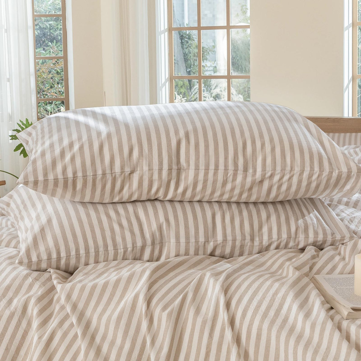 MOOMEE Pillowcase Set of 2 100% Washed Cotton Linen-Like King