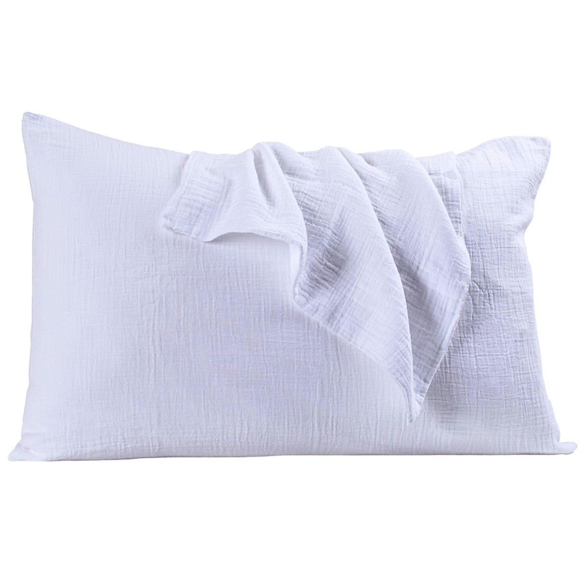 PÜSKÜL 2-Piece Natural 100% Turkish Cotton Muslin Pillowcase, Standard Size