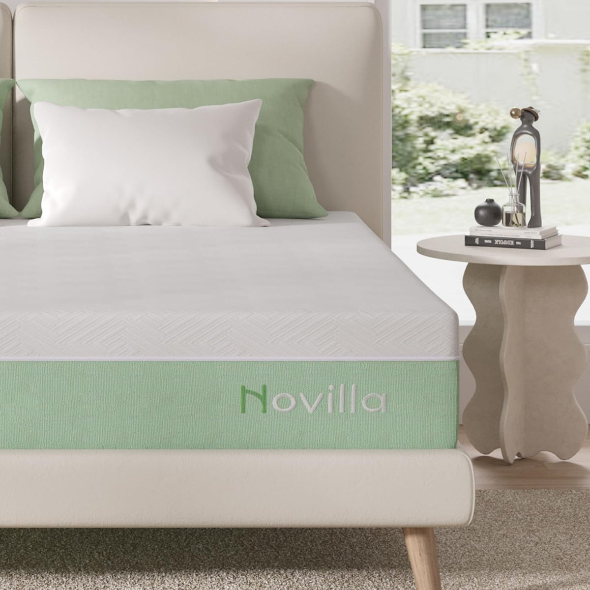 Novilla 10 Inch Queen Size Mattress, Hypoallergenic & Back Pain Relief, Hybrid Queen Mattresses in a Box with Smarts Coils, Fiberglass Free CertiPUR-US Certified Colchones No Box Spring Needed