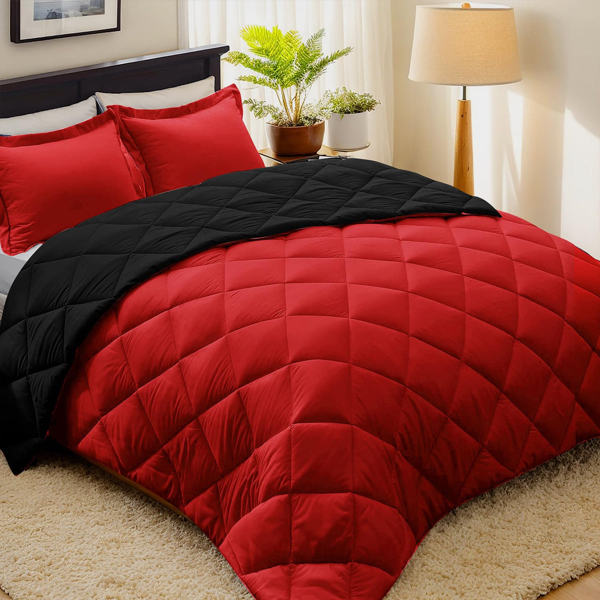 HIG 3pc Green Queen Size Bedding Comforter Set Duvet Insert Blanket