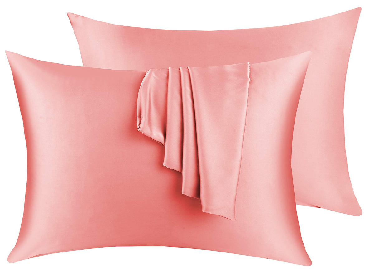 100% Silk Pillow Cases 2 Pack, Mulberry Silk Pillowcase for Hair and Skin with Hidden Zipper, Soft Breathable Smooth Cooling Silk Pillowcase for Sleeping Women (White, Standard)