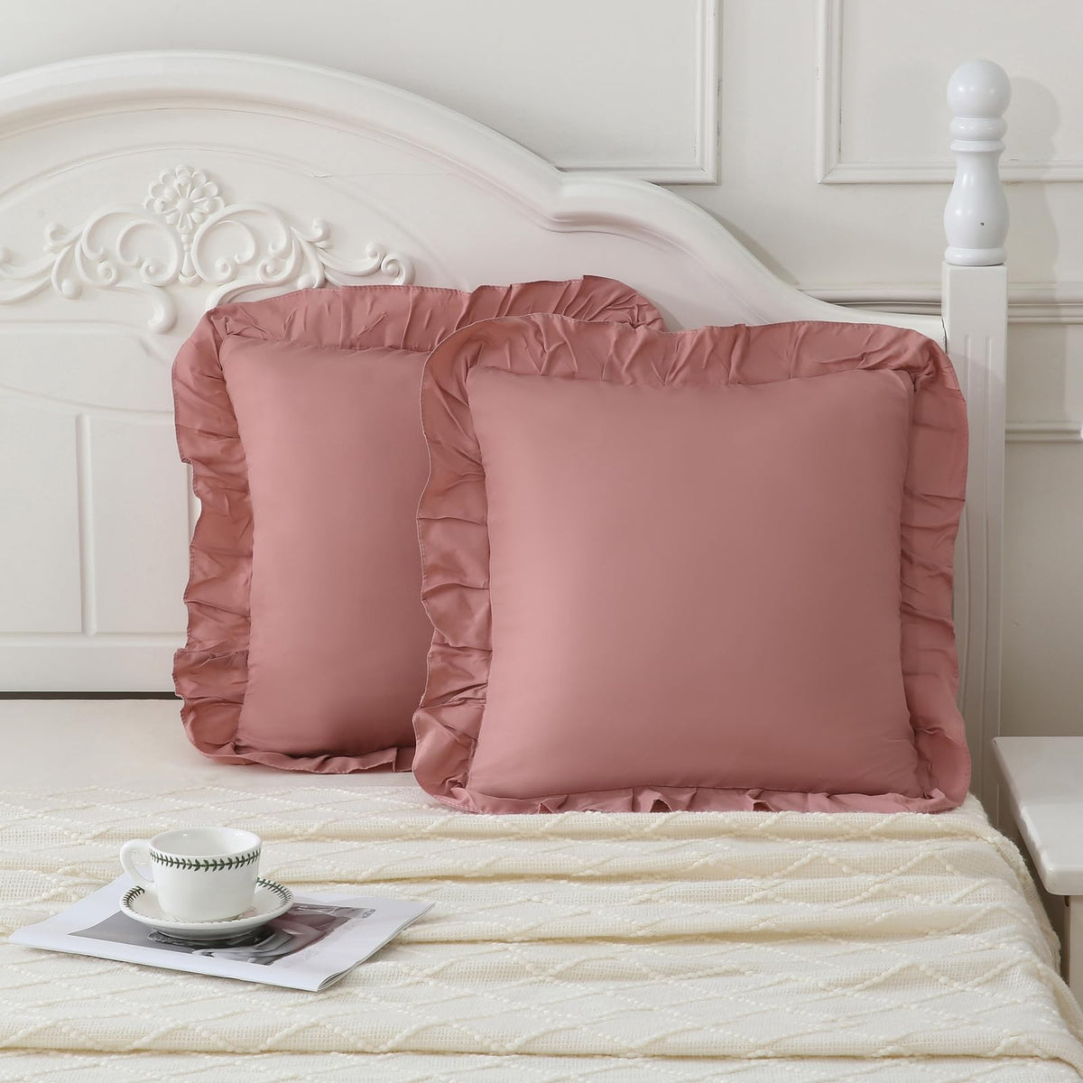 Boho White Body Pillowcase 20x54in - Ruffled Fringe Decor Sham