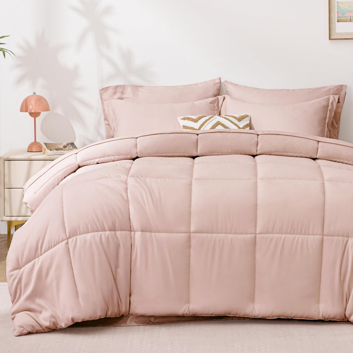 Love's cabin Full Comforter Set Black, 7 Pieces Full Bed in a Bag, All Season Bedding Sets with 1 Comforter, 1 Flat Sheet, 1 Fitted Sheet, 2 Pillowcase and 2 Pillow Sham