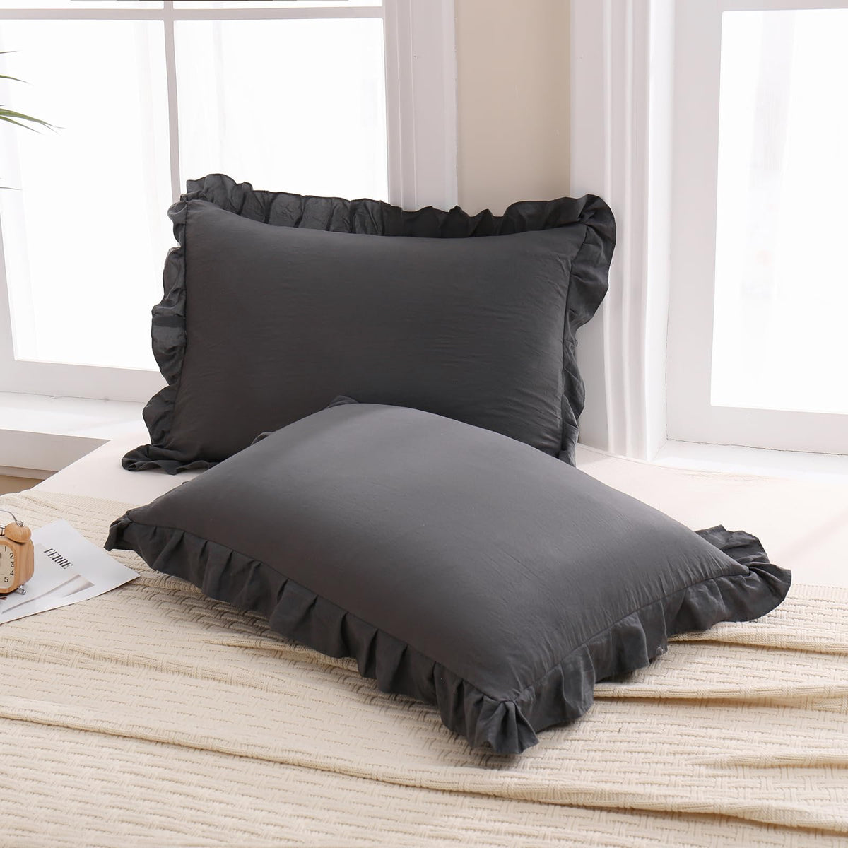 Boho White Body Pillowcase 20x54in - Ruffled Fringe Decor Sham