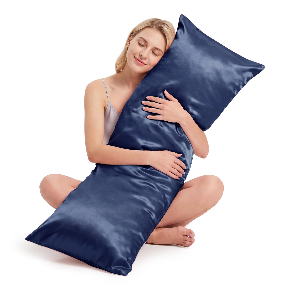 Satin Pillowcases 2 Pack, Standard Size 20"X 26", Champagne White