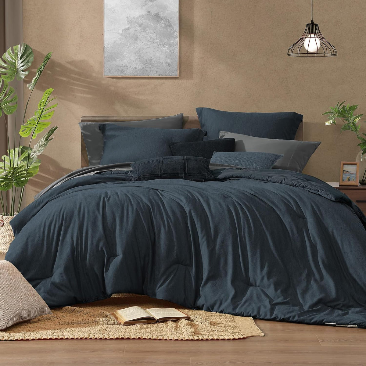 Monbix King Size Comforter Set Sage Green 7 Pieces Bed in a Bag