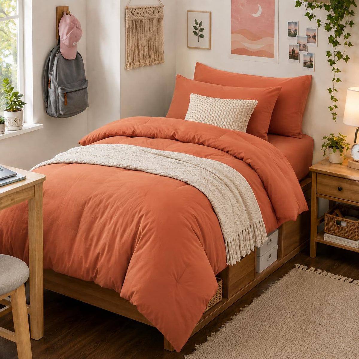 Anluoer Full Size Comforter Sets, 7 Piece Bed in a Bag Full Bedding Sets