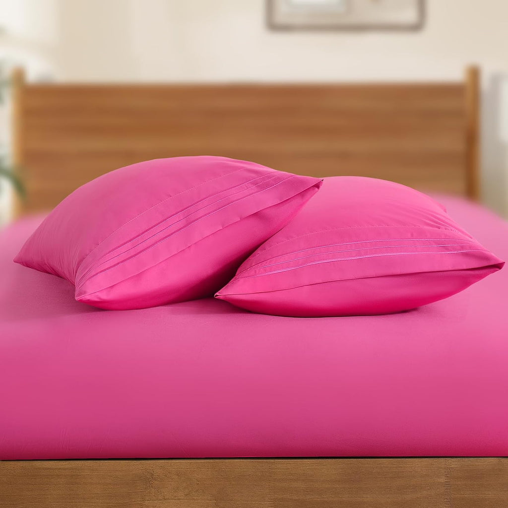 Horbaunal Microfiber Pillowcases Standard Size, Hot Pink, 2 Pack