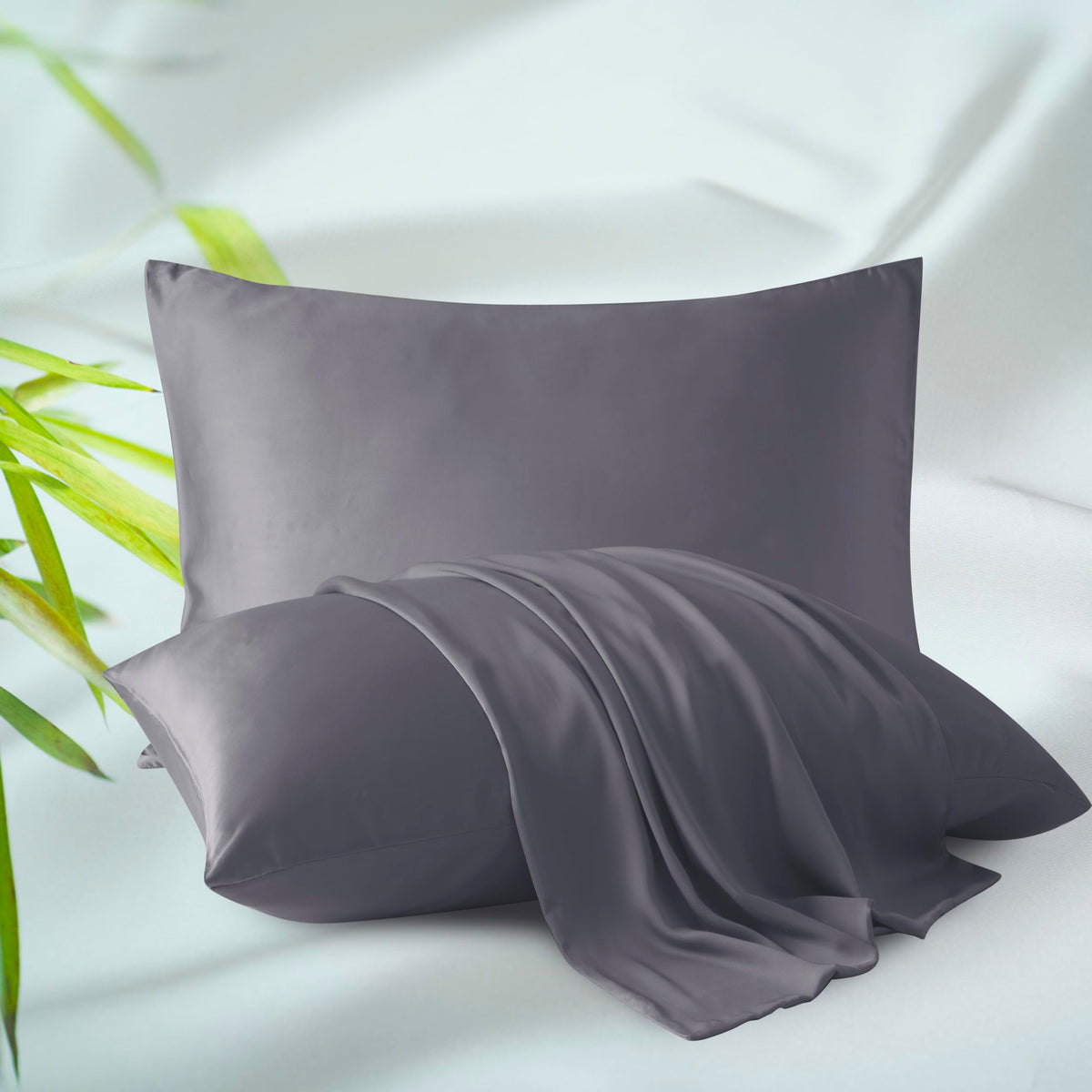 King Size Bamboo Viscose Zippered Pillowcases, 2 Pack, Navy Blue
