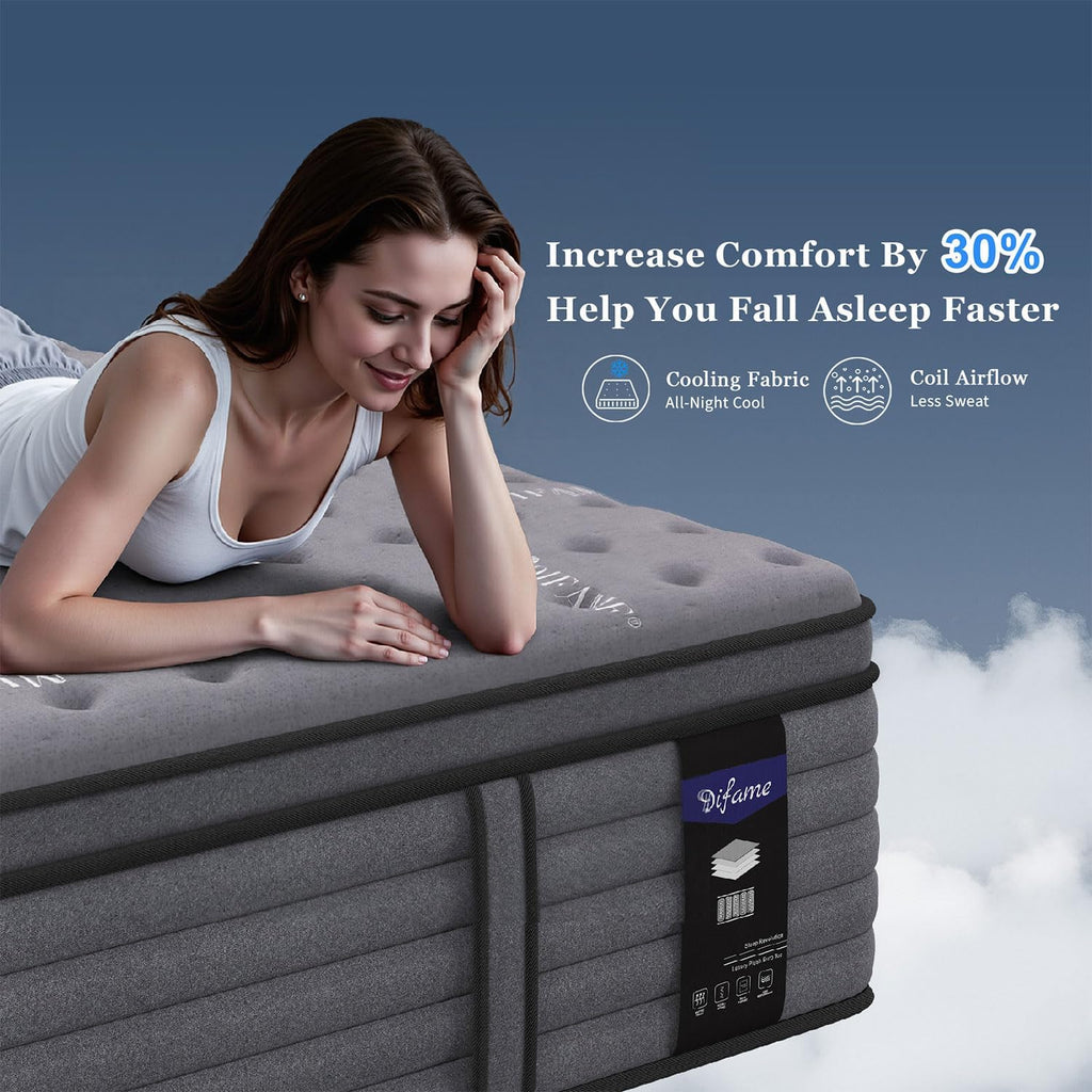 (Luxury Hotel) 12 Inch Hybrid Twin XL Size Mattress in a Box, Medium Firm