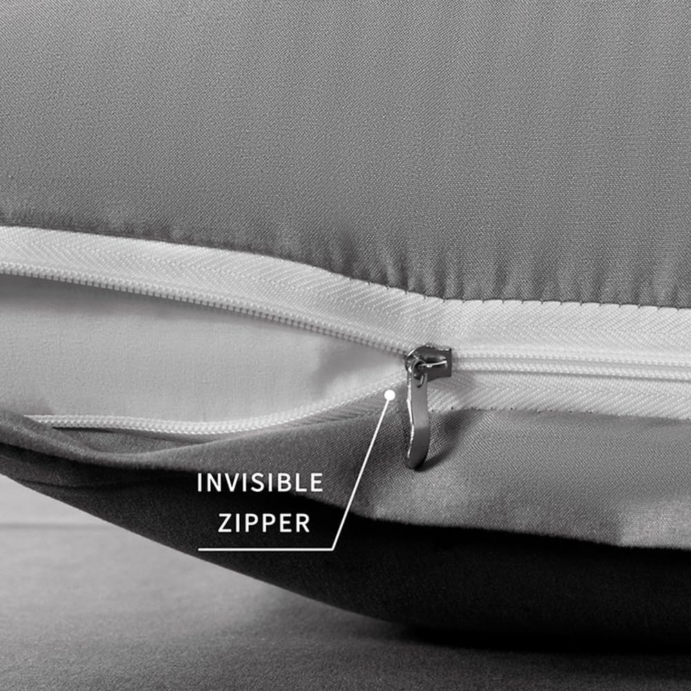 King Size Zipper Pillow Cases Set of 2,Dark Gray,20x36 Inches