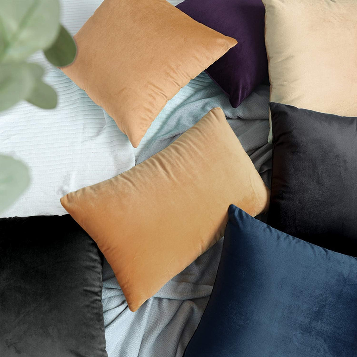 NTBAY King Velvet Pillowcases, Set of 2, Zipper, Camel