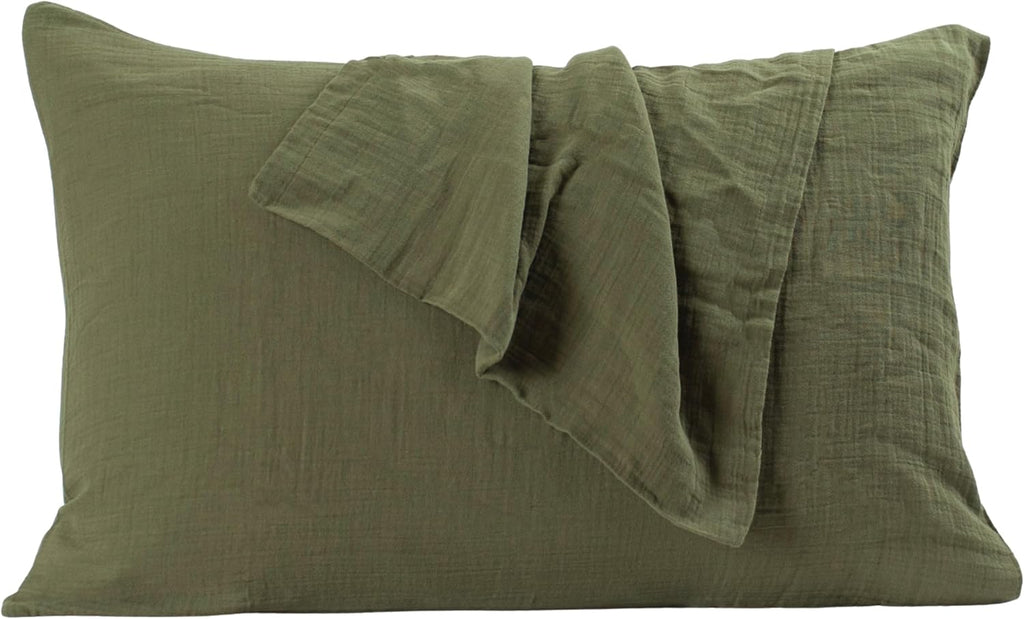 PÜSKÜL 2-Piece Natural 100% Turkish Cotton Muslin Pillowcase, Standard Size