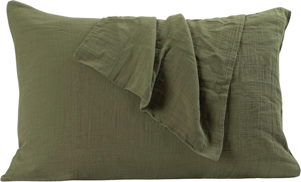 PÜSKÜL 2-Piece Natural 100% Turkish Cotton Muslin Pillowcase, Standard Size