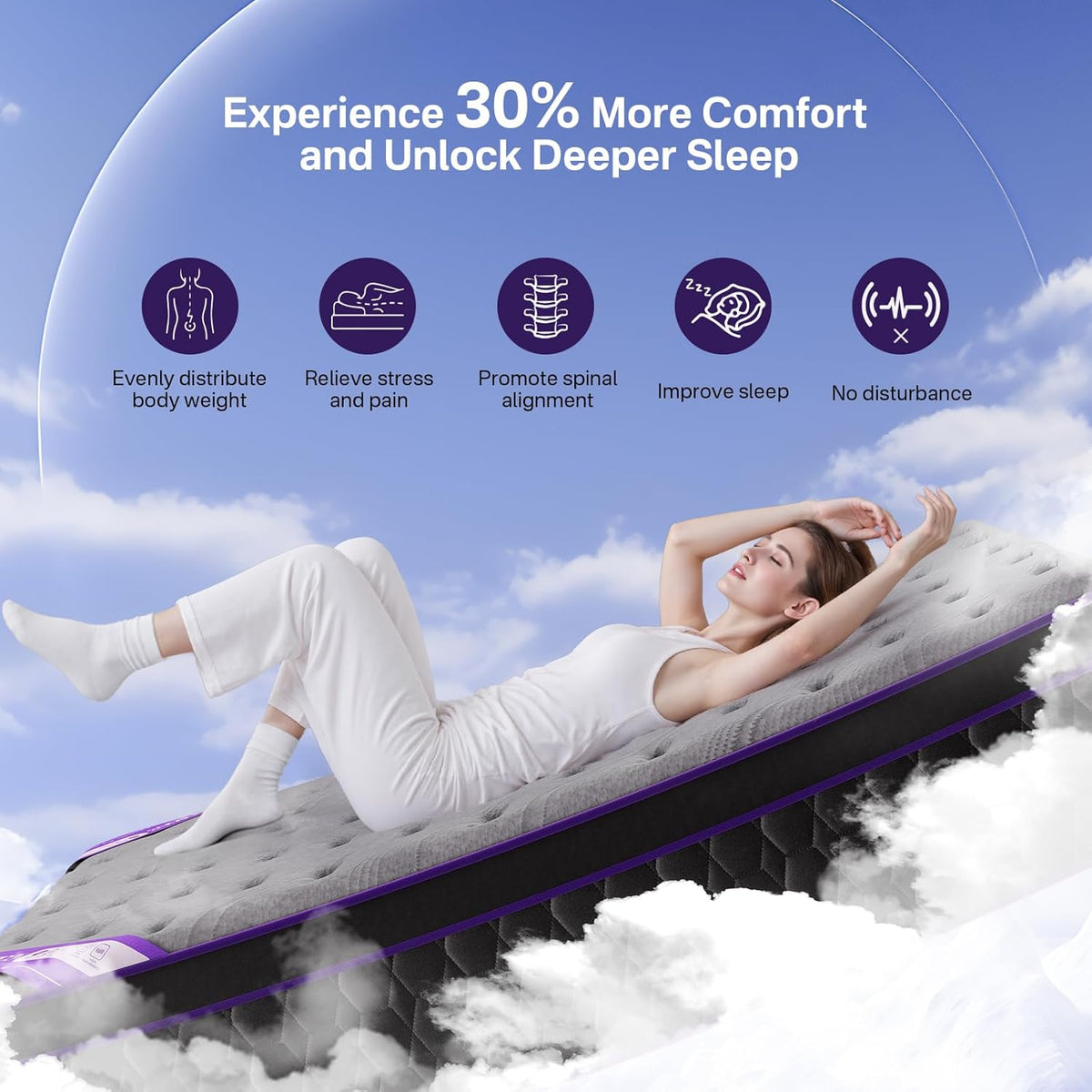FANSACE (Luxury Hotel) 14 Inch Firm Queen Size Hybrid Mattress in a Box
