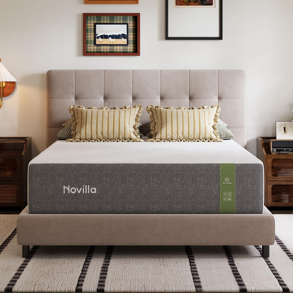 Novilla 10 Inch Queen Size Mattress, Hypoallergenic & Back Pain Relief, Hybrid Queen Mattresses in a Box with Smarts Coils, Fiberglass Free CertiPUR-US Certified Colchones No Box Spring Needed