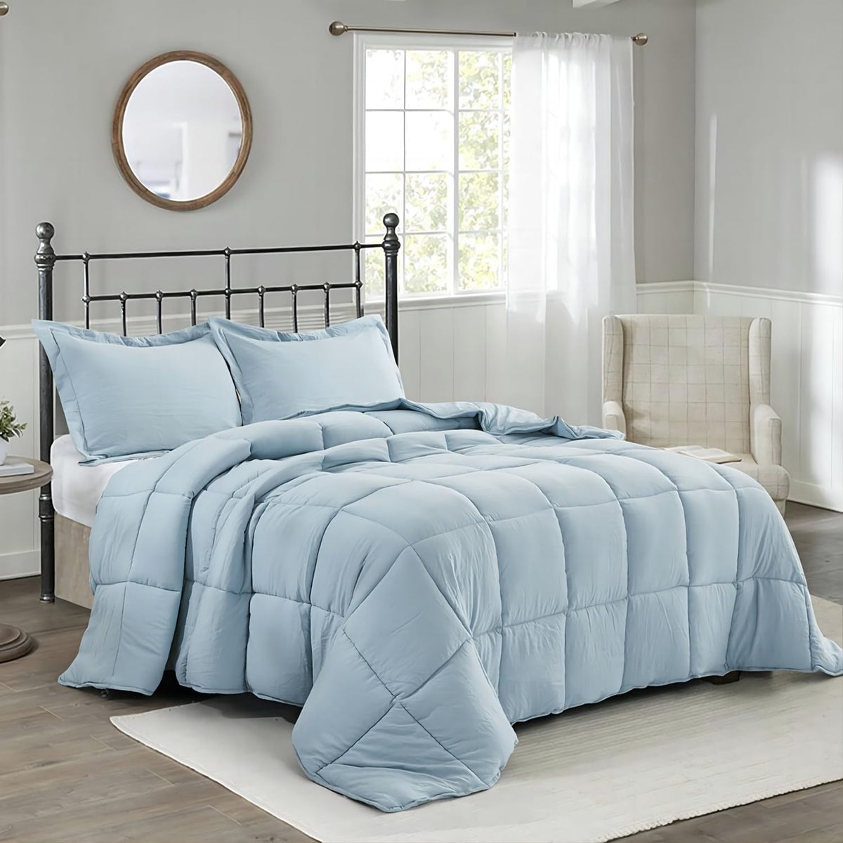HIG 3pc Green Queen Size Bedding Comforter Set Duvet Insert Blanket