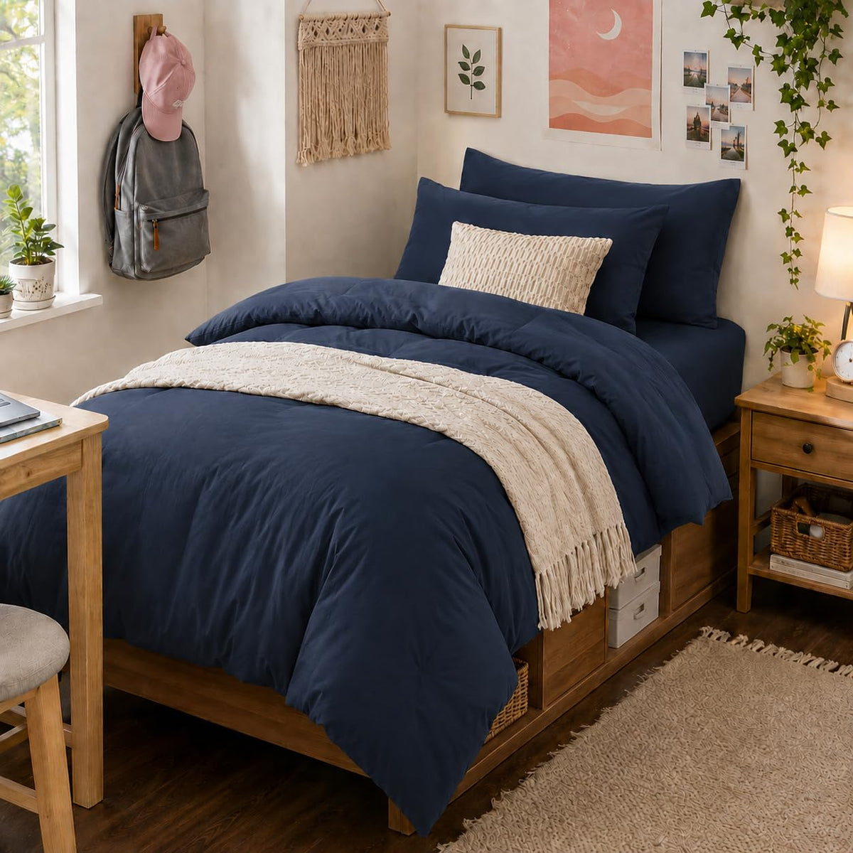 Anluoer Full Size Comforter Sets, 7 Piece Bed in a Bag Full Bedding Sets