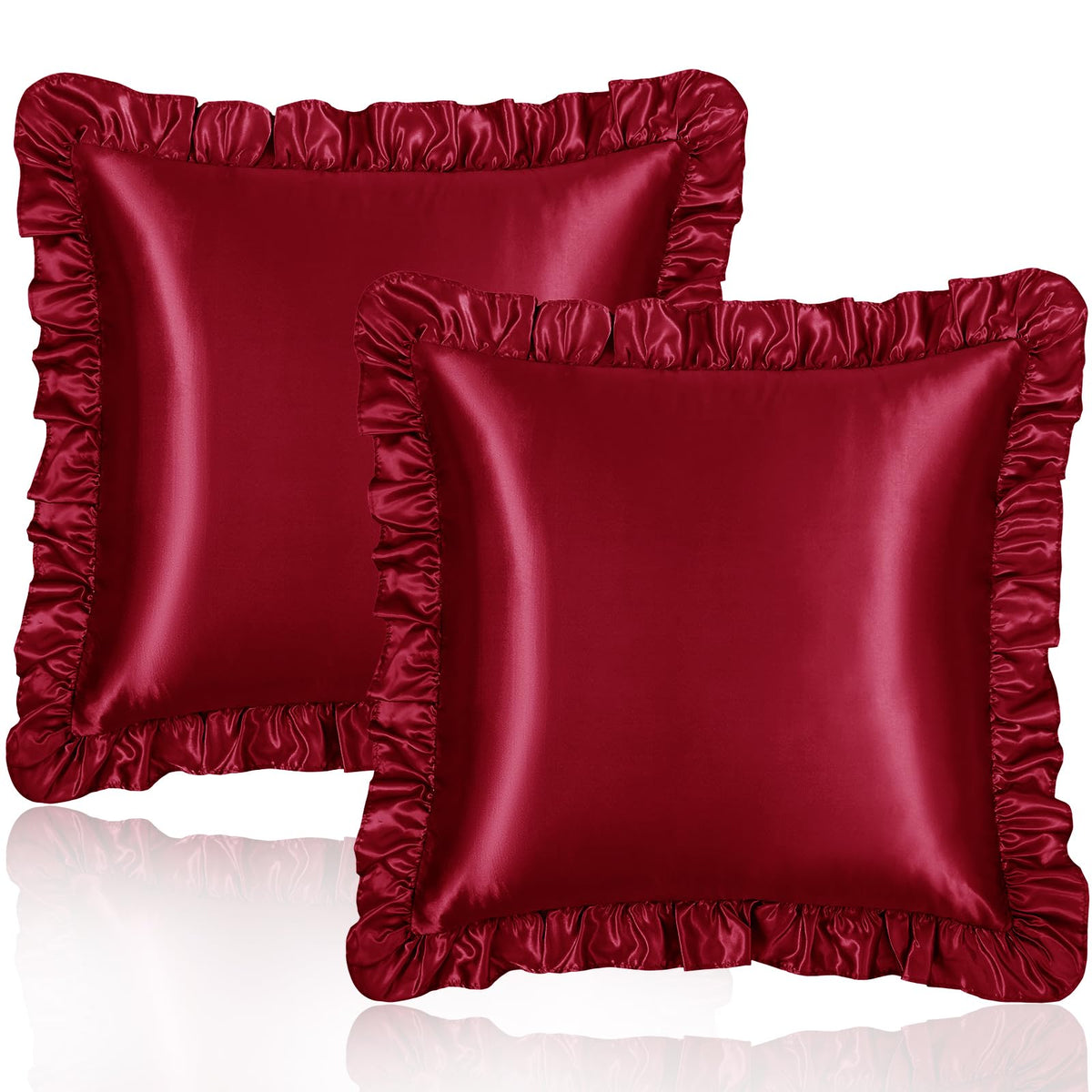 Homiest Blush Pink Ruffle Satin Pillowcase Set of 2, Standard