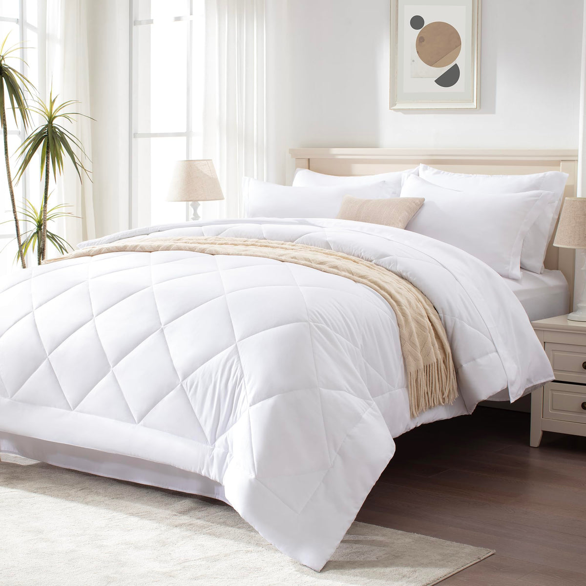 Love's cabin Full Comforter Set Black, 7 Pieces Full Bed in a Bag, All Season Bedding Sets with 1 Comforter, 1 Flat Sheet, 1 Fitted Sheet, 2 Pillowcase and 2 Pillow Sham