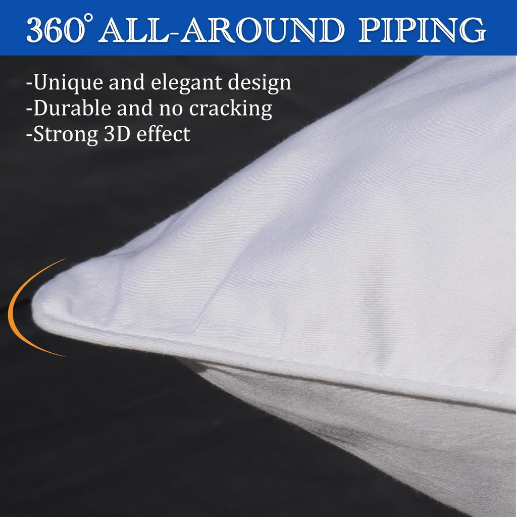 White Pillow Cases Standard Size 100% Cotton with Zipper, Set of 2, 20X26