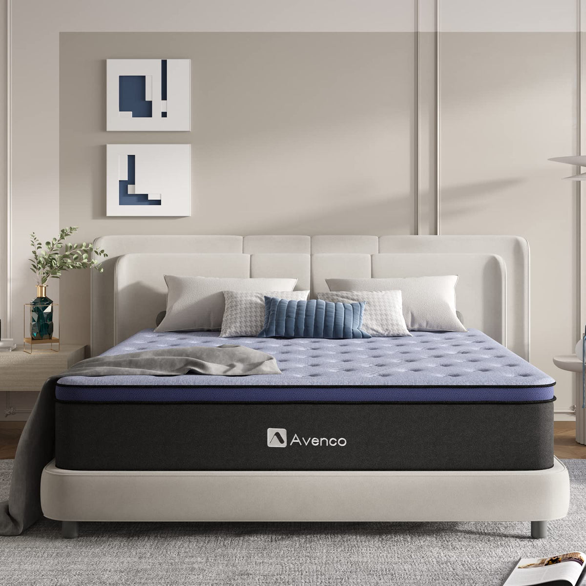 Avenco SyncDeep King Size Mattress 12 Inch, Firm Hybrid Cooling, Deep Sleep
