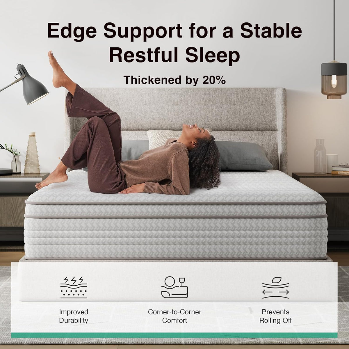 Novilla 14 Inch California King Mattress, Hypoallergenic & Back Pain Relief, Cal King Mattresses in a Box with Smarts Coils, Fiberglass Free CertiPUR-US Certified Colchones Cal No Box Spring Needed