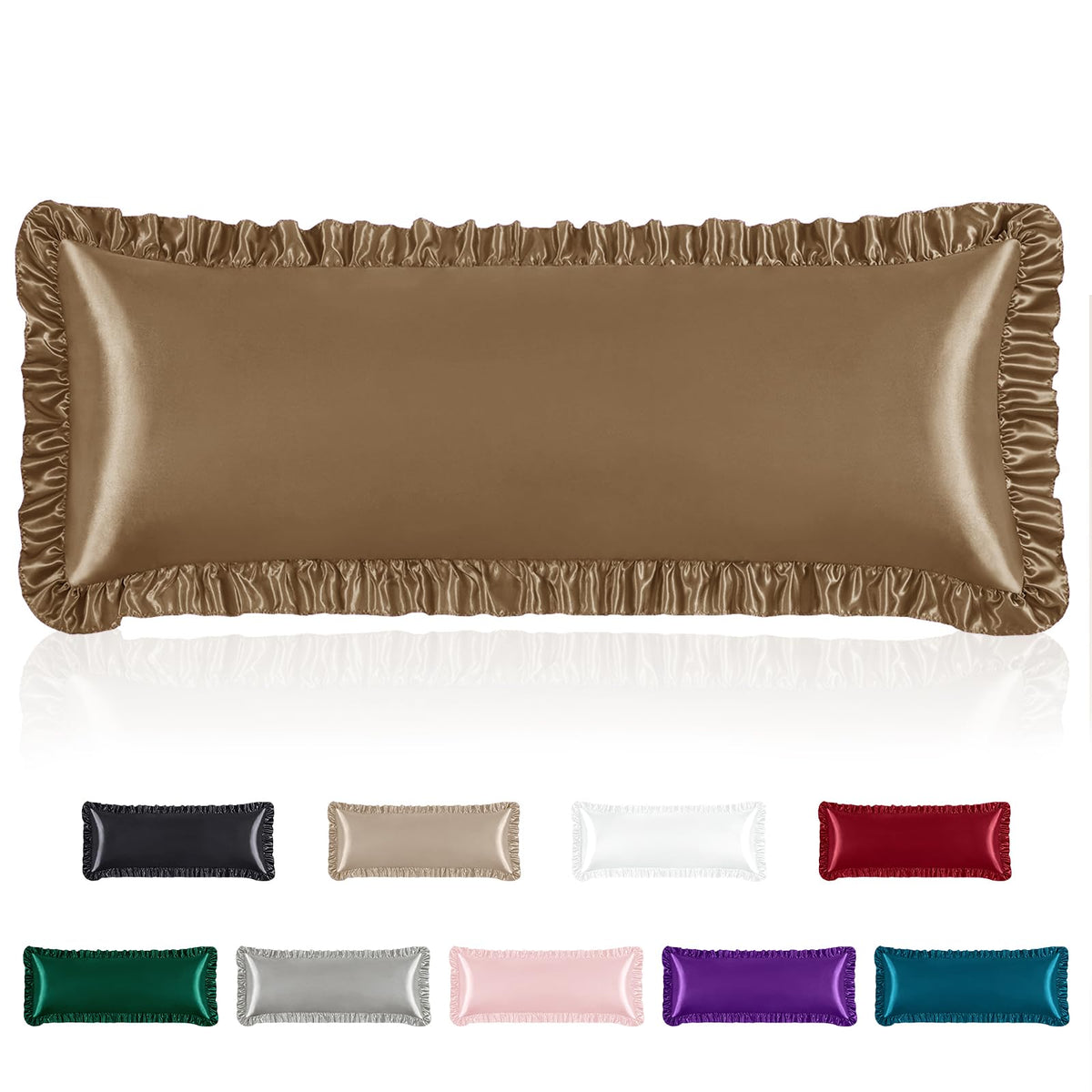 Homiest Blush Pink Ruffle Satin Pillowcase Set of 2, Standard
