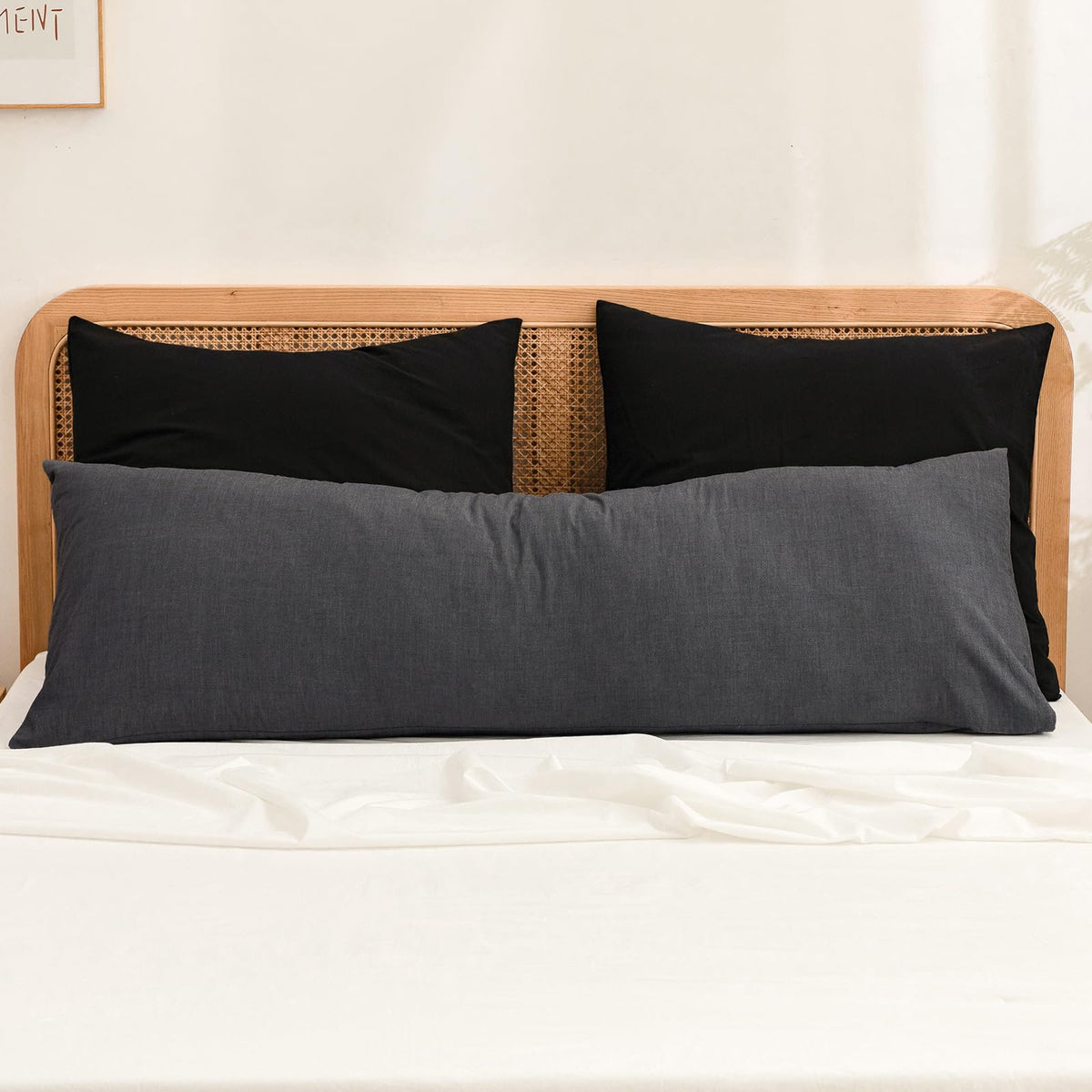 BESTOUCH Washed Cotton Pillowcases Linen Feel Olive Green Body