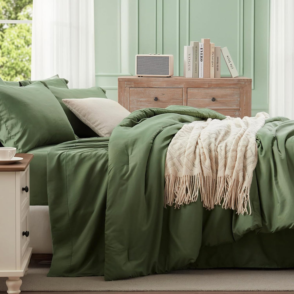 Anluoer Full Size Comforter Sets, 7 Piece Bed in a Bag Full Bedding Sets