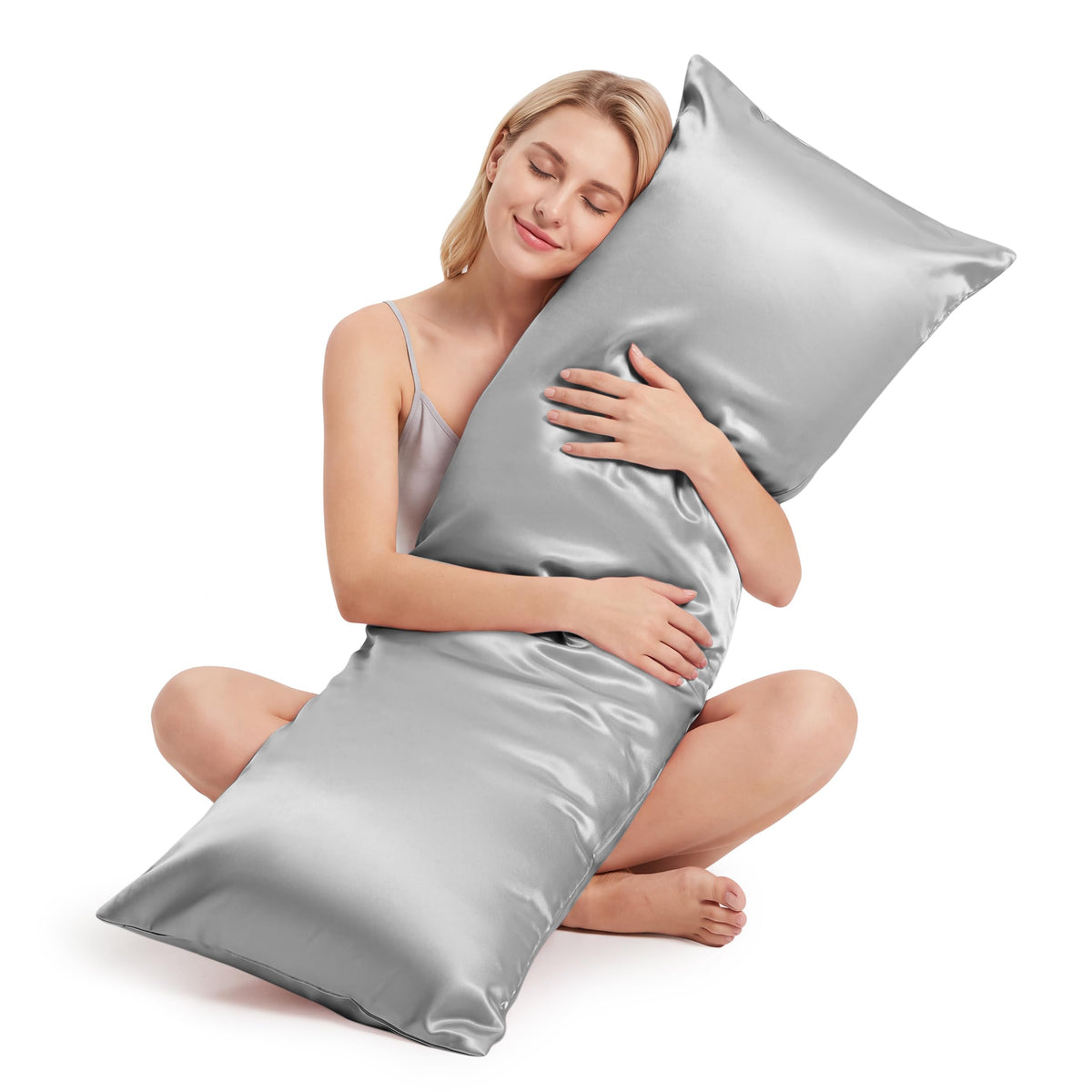 Satin Pillowcases 2 Pack, Standard Size 20"X 26", Champagne White