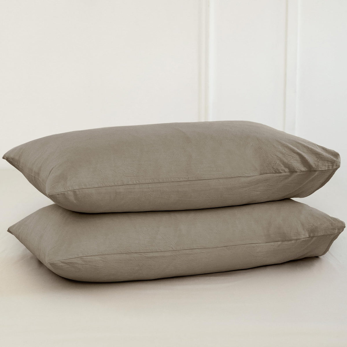 MOOMEE Pillowcase Set of 2 100% Washed Cotton Linen-Like King