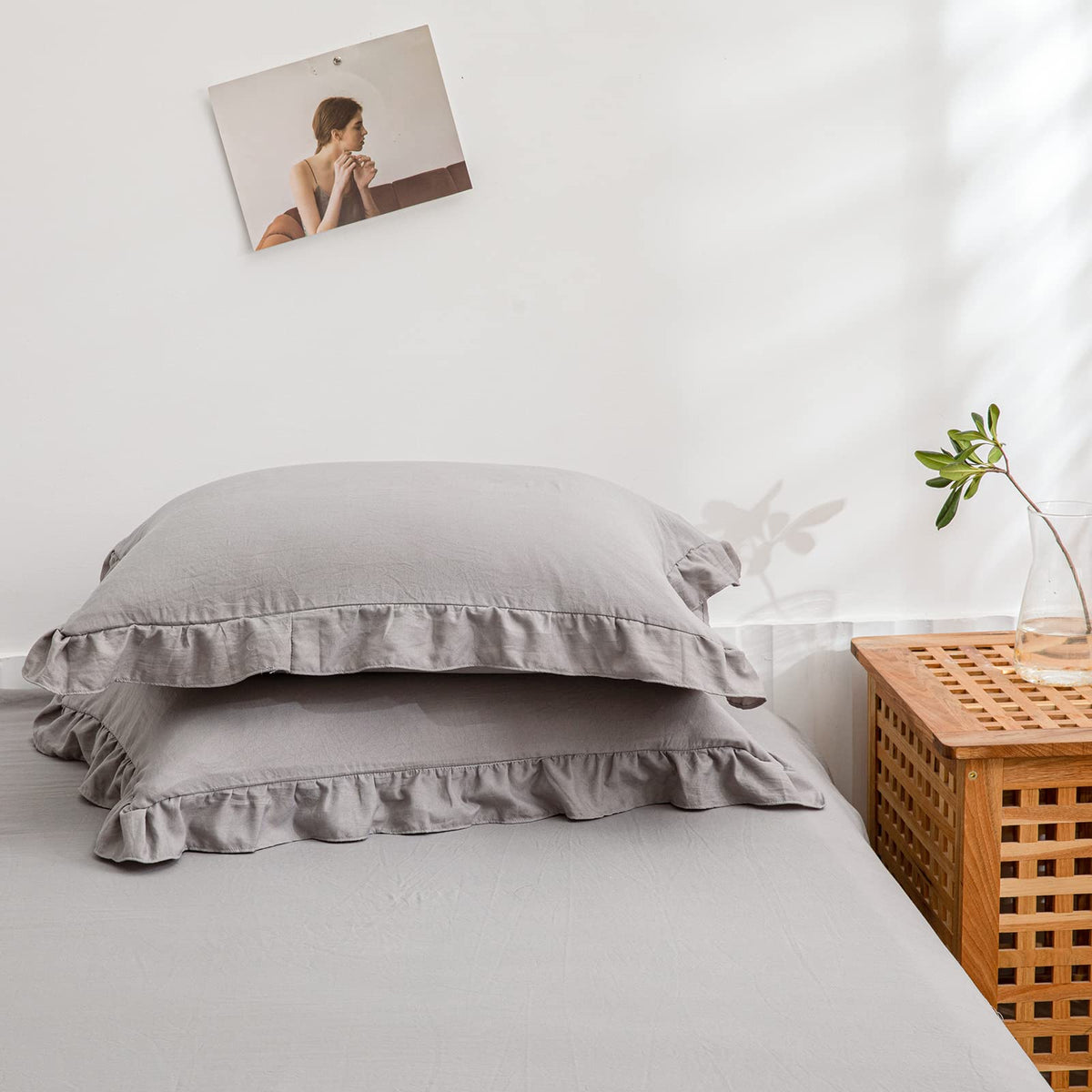Boho White Body Pillowcase 20x54in - Ruffled Fringe Decor Sham