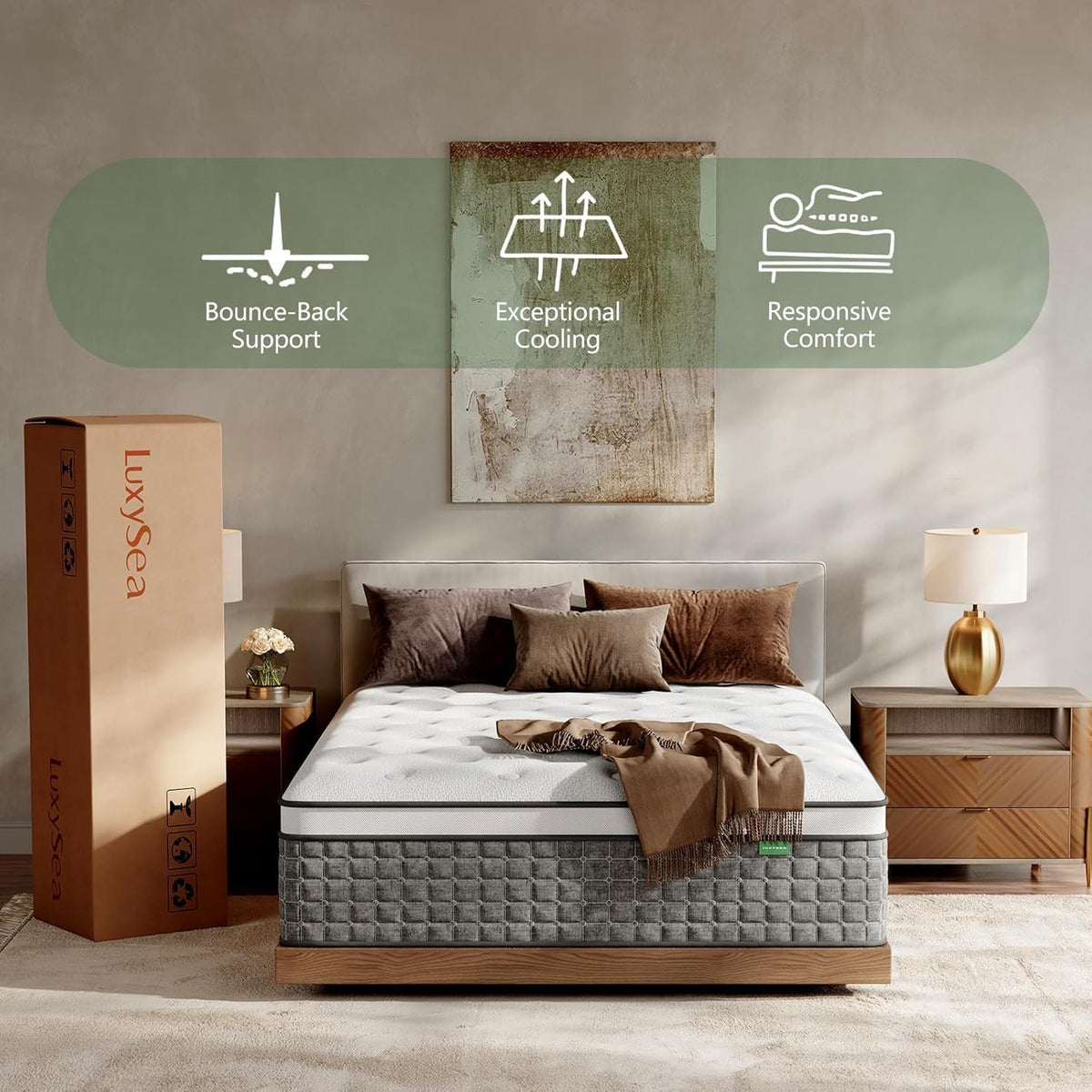 King Size Mattress, Medium Firm 12 Inch Hybrid Mattress King Size in a Box - Memory Foam & Pocket Springs for Back Pain Relief, Fiberglass Free, Motion Isolation, CertiPUR-US & OEKO-TEX Certified