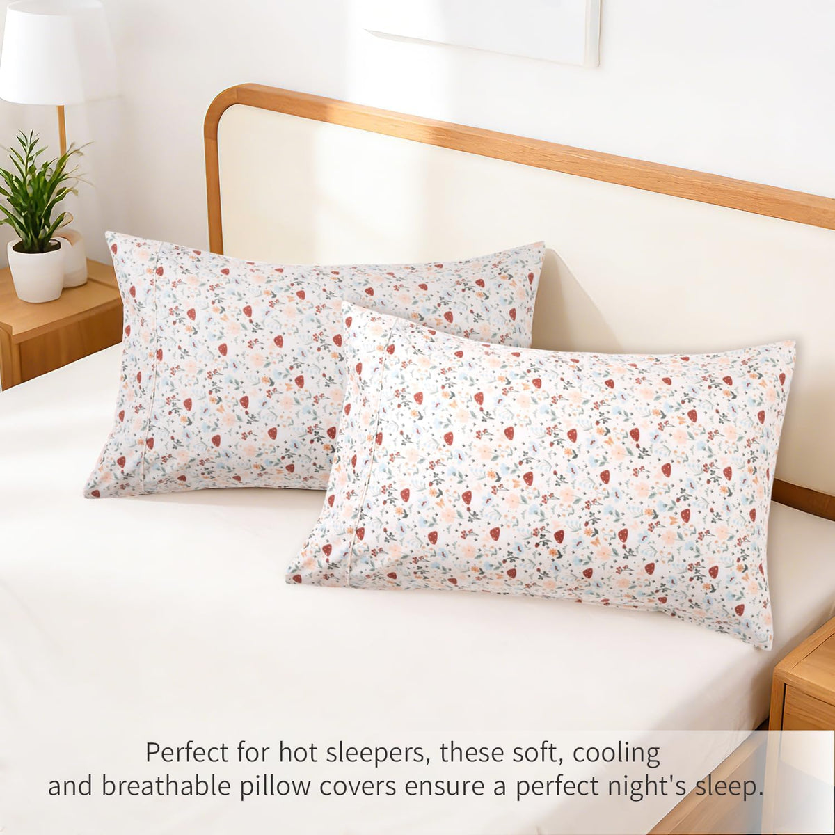 Queen Pillow Cases Set of 2, Ultra Soft Wrinkle-Free Microfiber Pillow Covers with Open-end Closure, Fade/Stain/Shrink Resistant, Machine Washable, Butterfly Garden Print, 20"x30" Queen Size