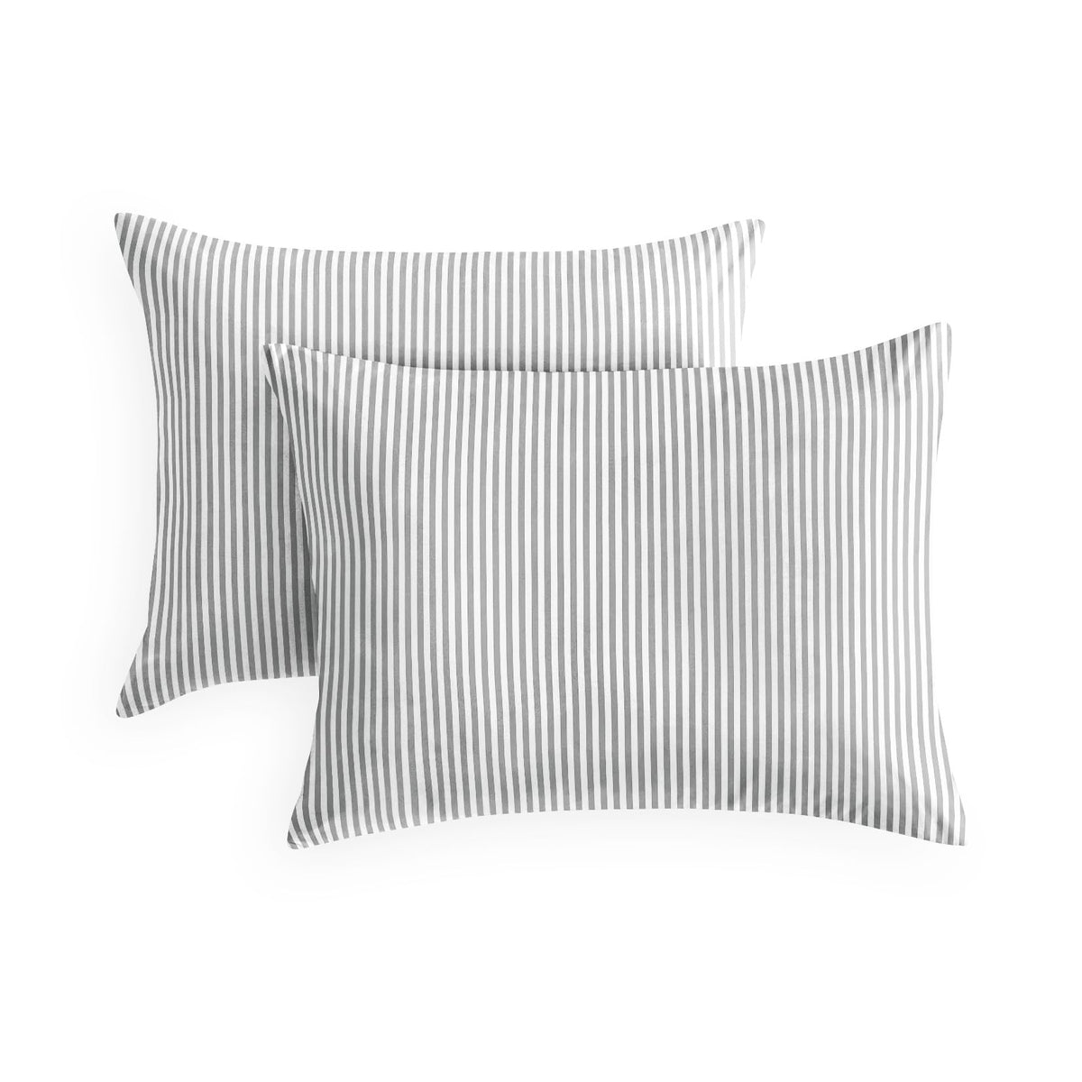 Wake In Cloud - Striped Pillow Cases, Ticking Vertical Pin Stripe Modern Farmhouse Pattern Printed, Set of 2 Soft Pillowcases Pillow Shams Covers, Blue White, Standard Size 20x26 Inches