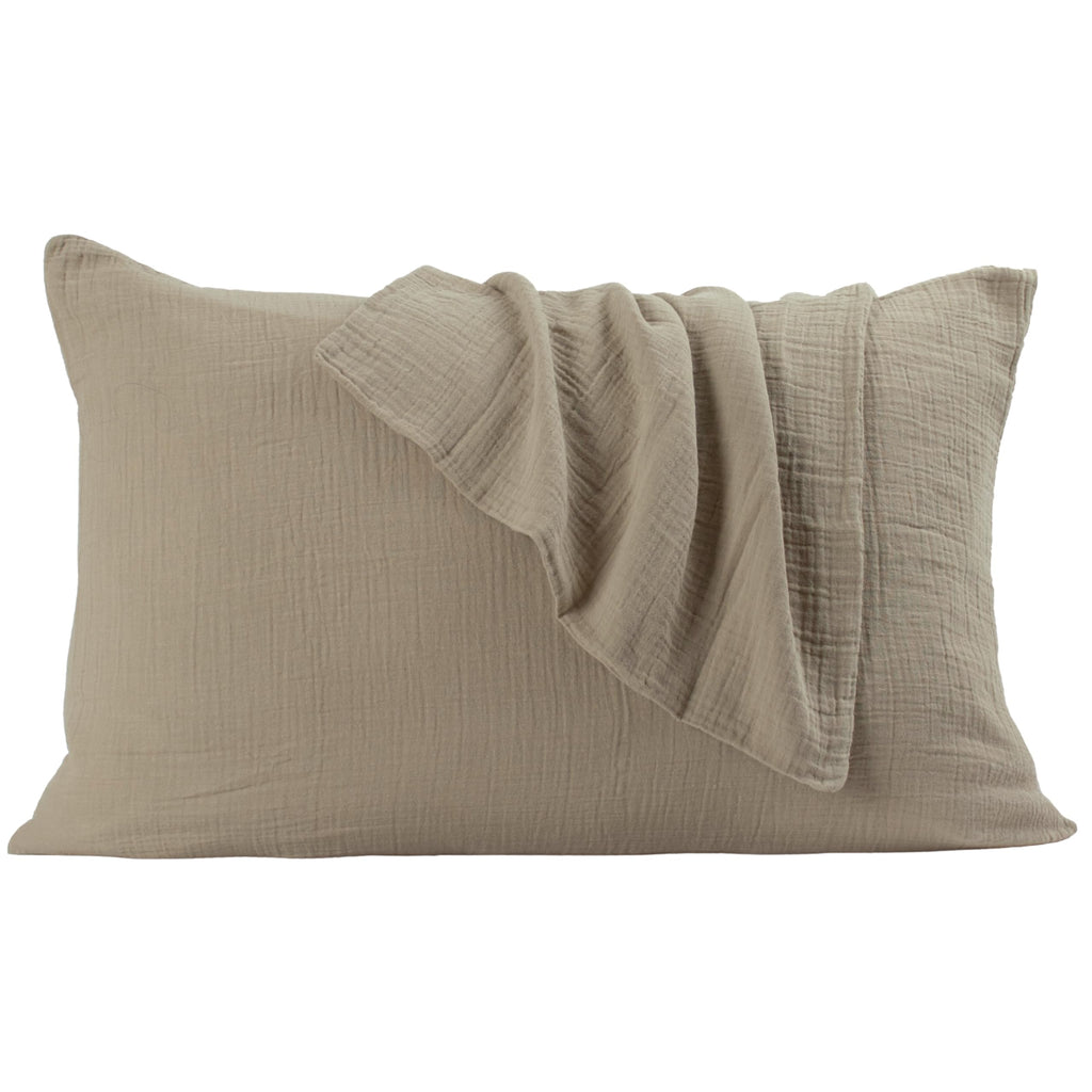 PÜSKÜL 2-Piece Natural 100% Turkish Cotton Muslin Pillowcase, Standard Size