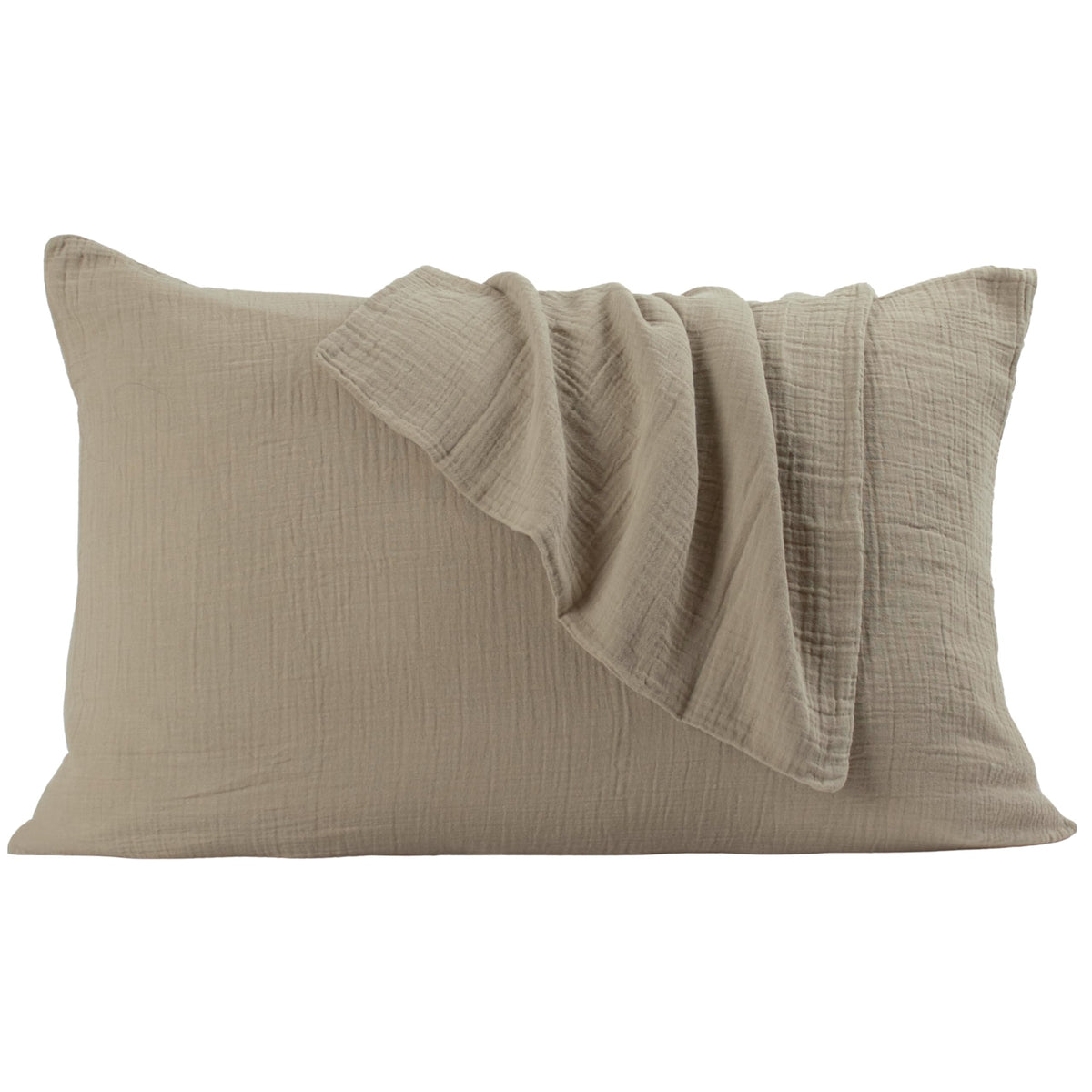 PÜSKÜL 2-Piece Natural 100% Turkish Cotton Muslin Pillowcase, Standard Size