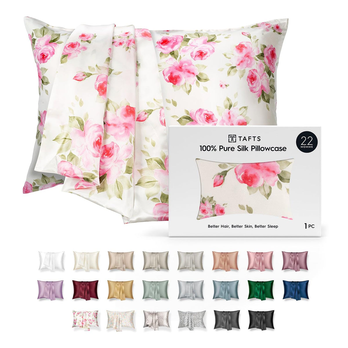 Tafts Pillow Cases - 22mm 100% Pure Mulberry 6A Silk Pillowcase for Hair & Skin with Zipper Closure, Cooling, Natural, Organic, Double Sided Silk Pillow Case (Ivory White, Queen 20x30 1pc)