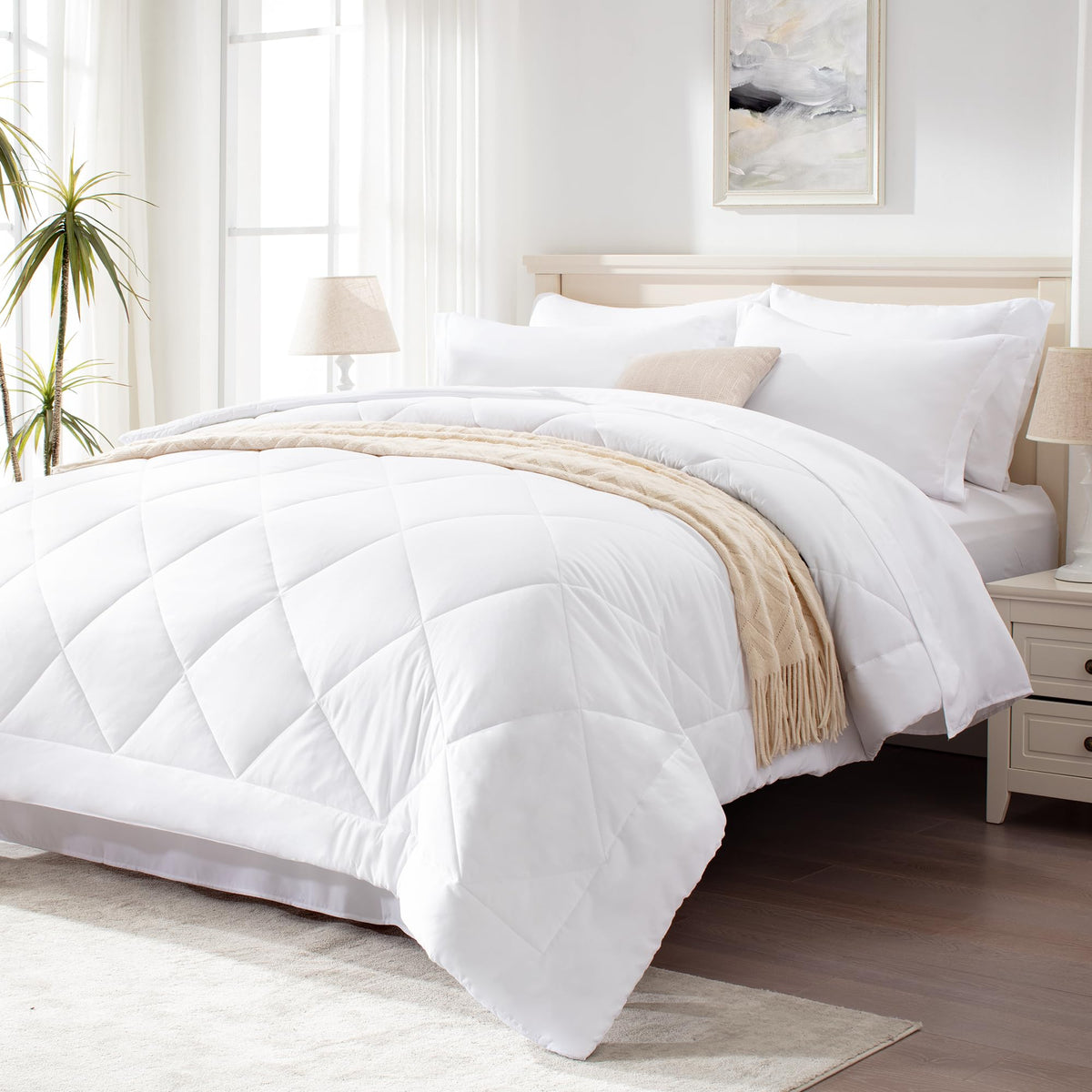 Love's cabin Full Comforter Set Black, 7 Pieces Full Bed in a Bag, All Season Bedding Sets with 1 Comforter, 1 Flat Sheet, 1 Fitted Sheet, 2 Pillowcase and 2 Pillow Sham