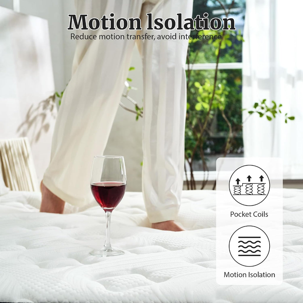 WEUP Full Size Mattress 12 Inch, Firm Hybrid Memory Foam Mattress in a Box with Individual Pocket Springs, Pressure Relief, Motion Isolation, Fiberglass Free, CertiPUR-US Certified 75"x 54"(White)