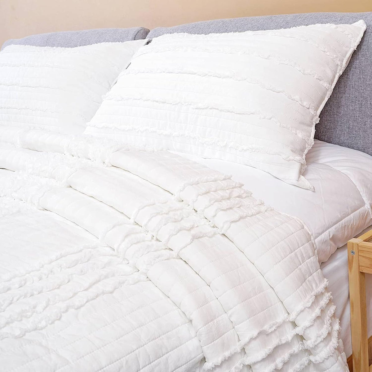 BOSOWOS Standard Size Pillow Shams Set of 2, Ultra Soft Breathable 20 x 26 Inches Pillow Case Envelope Closure, Microfiber Farmhouse Bed Pillowcases for Easy Care, White