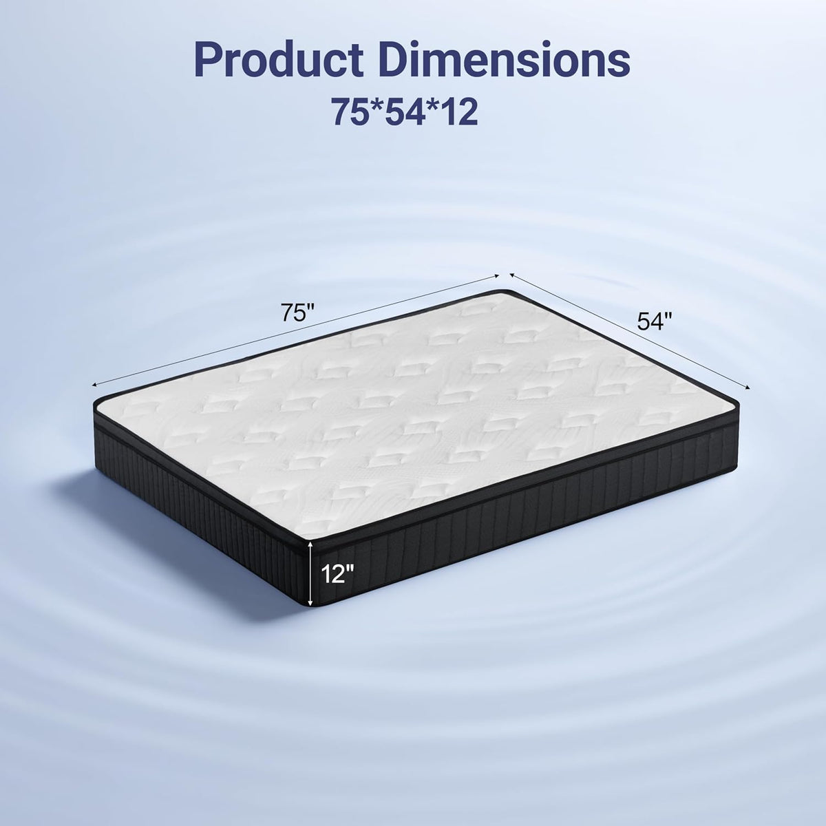 WEUP Full Size Mattress 12 Inch, Firm Hybrid Memory Foam Mattress in a Box with Individual Pocket Springs, Pressure Relief, Motion Isolation, Fiberglass Free, CertiPUR-US Certified 75"x 54"(White)