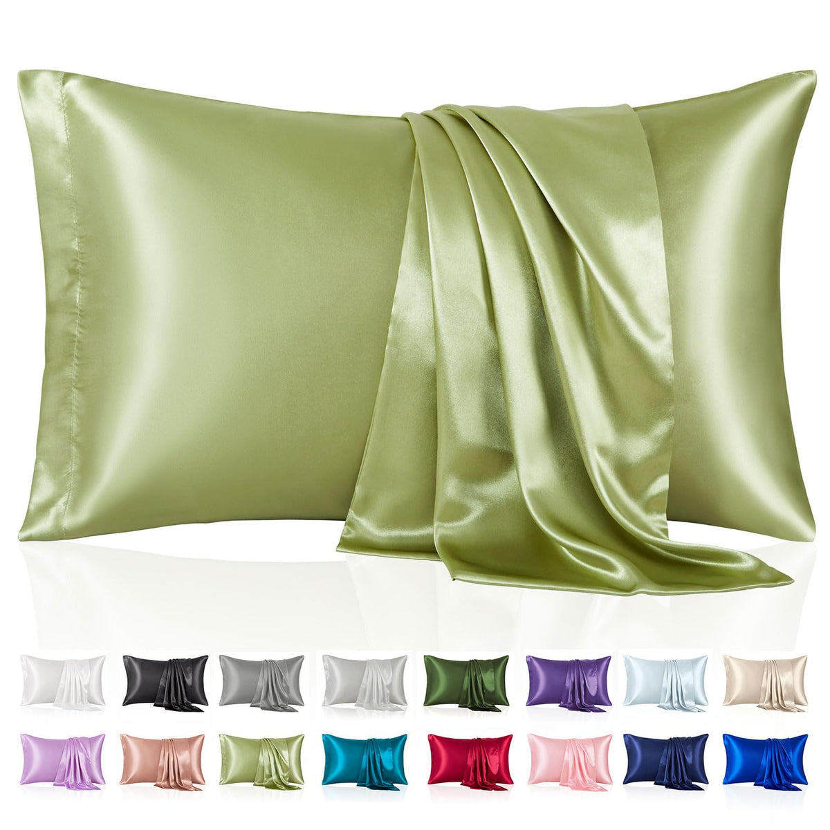 Silk Like Satin Pillowcase Standard Size, Royal Blue, 2 Pack, 20x26 Inches