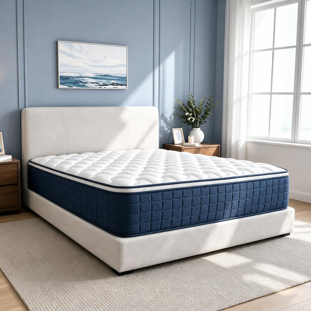 12 Inch King Size Mattress, Plush Hybrid Mattress in a Box, Individual Pocket Coils for Pressure Relief, CertiPUR‑US Certified, Vacuum‑Compressed, Fits King Bed Frame, Dimensions: 76" x 80"