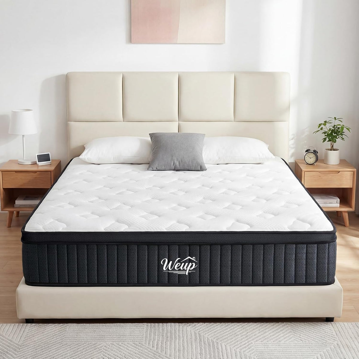 WEUP Full Size Mattress 12 Inch, Firm Hybrid Memory Foam Mattress in a Box with Individual Pocket Springs, Pressure Relief, Motion Isolation, Fiberglass Free, CertiPUR-US Certified 75"x 54"(White)