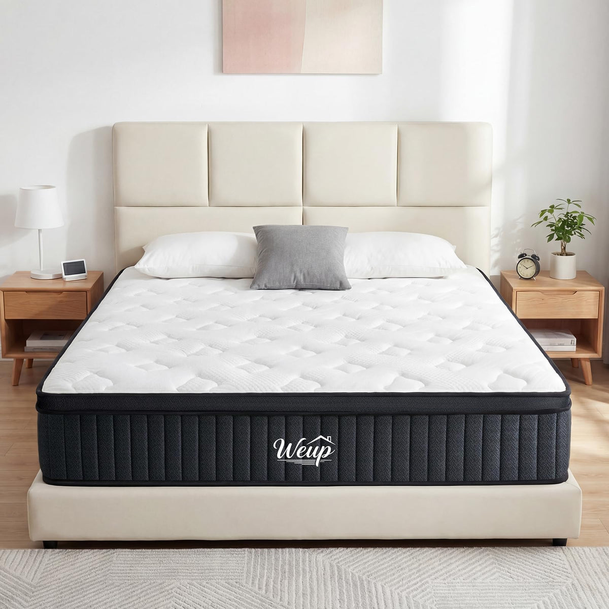 WEUP Full Size Mattress 12 Inch, Firm Hybrid Memory Foam Mattress in a Box with Individual Pocket Springs, Pressure Relief, Motion Isolation, Fiberglass Free, CertiPUR-US Certified 75"x 54"(White)